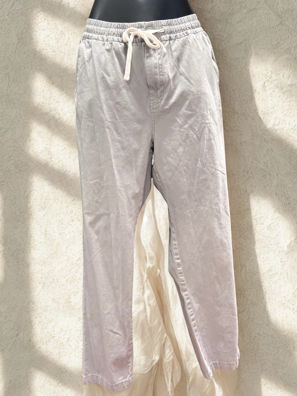 Men's Elastic-Waist Casual Pants - Light Gray